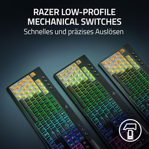 Razer BlackWidow V4 Low-Profile HyperSpeed kabellose flache mechanische Gaming-Tastatur, HyperSpeed Wireless & Bluetooth, Drehregler, 11 Funktionstasten, Orange Switches, DE Layout QWERTZ