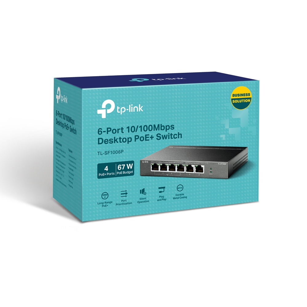 TP-Link 6-Port 10/100Mbit/s-Desktop-Switch mit 4-Port PoE+ V1