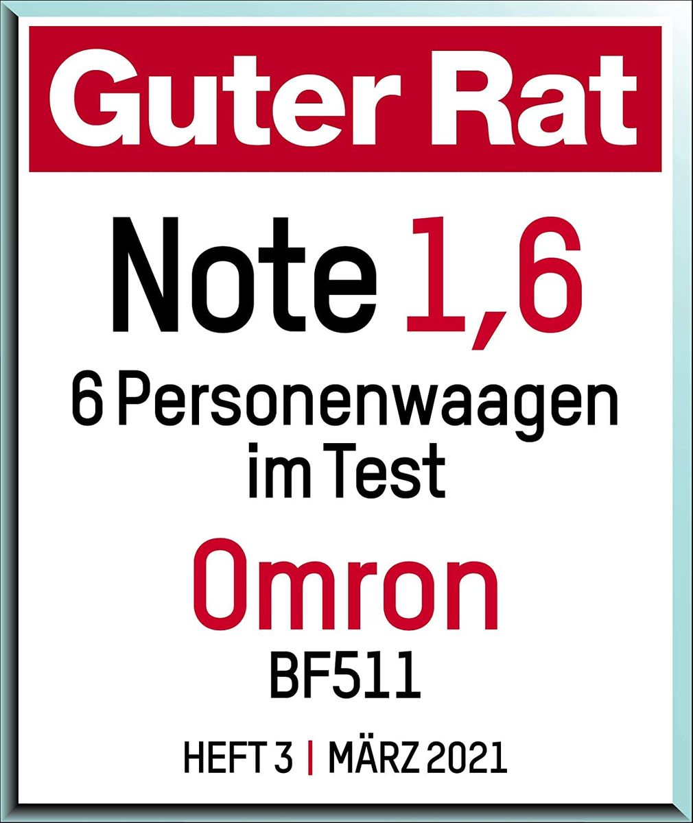 Omron Ganzkörperanalyse-Waage BF511 mit Hand-zu-Fuß-Messung, blau - misst Körperfett, Gewicht, Viszeralfett, Skelettmuskelmasse, Kaloriengrundumsatz und BMI, 1 stück Blau Dunkelblau