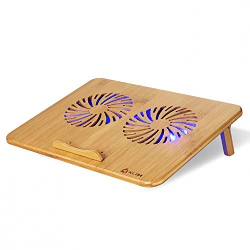 KLIM Bamboo - Laptop cooling pad Adjustable speed Cooling stand with fans