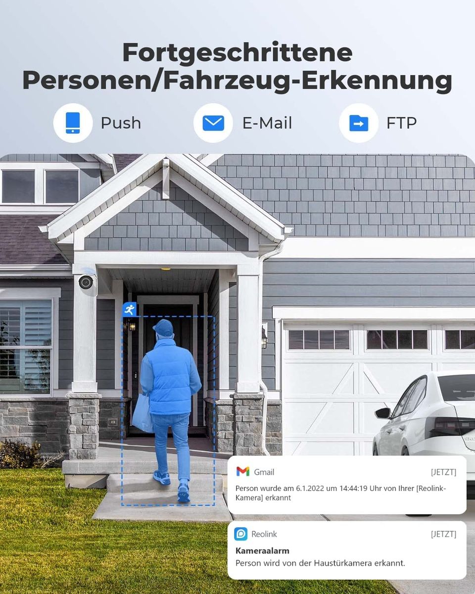 Reolink 2 Stück 5MP PoE Überwachungskamera Aussen, Personen-/Autoerkennung IP Kamera Outdoor mit Audio und Micro SD Kartensteckplatz, IR Nachtsicht, Zeitraffer, RLC-510A (Update-Version von RLC-410) 5MP IP Kamera
