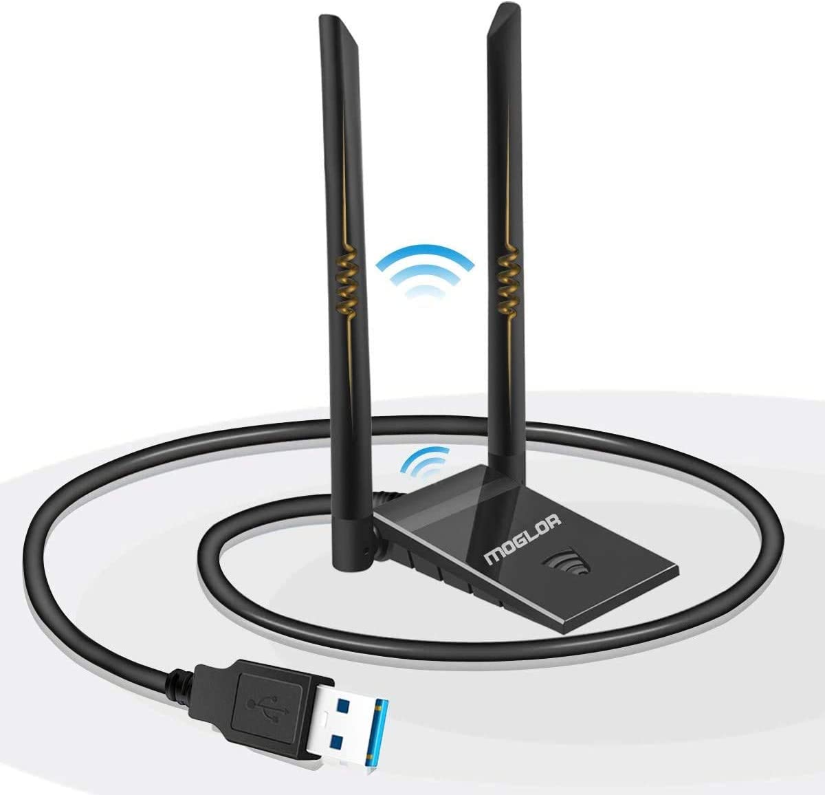 Moglor WLAN Stick Adapter USB WiFi Antenna PC Dongle 5GHz/867Mbps 2.4 GHz/300 Mbps Dual Band 5dBi Network