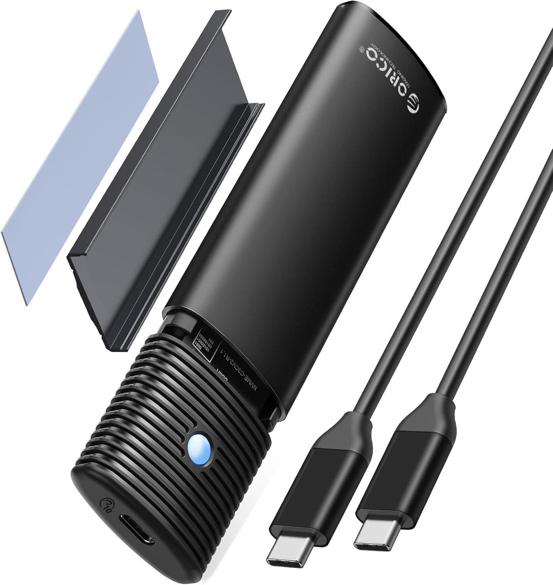 ORICO PWDM2 M.2 SSD Gehäuse, USB 3.2 Gen 2 10 Gbps NVMe & SATA (B+M Key) 2230/2242/2260/2280, Aluminium, UASP, TRIM, Werkzeuglos, Schwarz