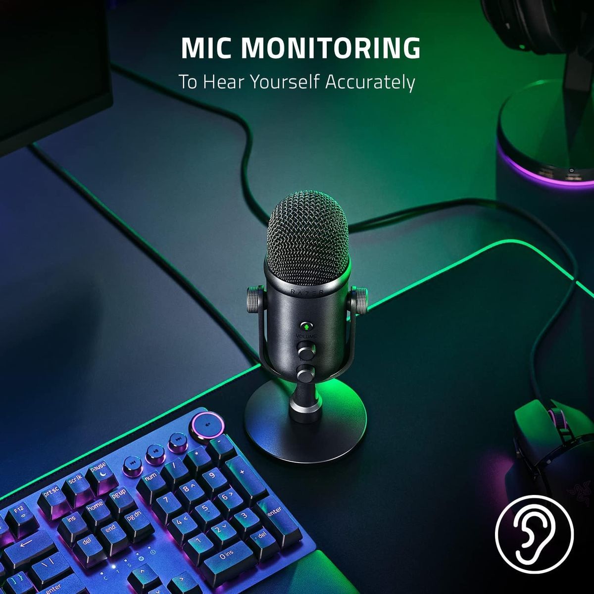 Razer Seiren V2 Pro USB-Mikrofon für Streaming, Gaming, Aufnahme, Podcasting auf PC, Twitch, YouTube: Hochpassfilter, Mikrofonüberwachung und Verstärkungskontrolle, integrierter Stoßdämpfer
