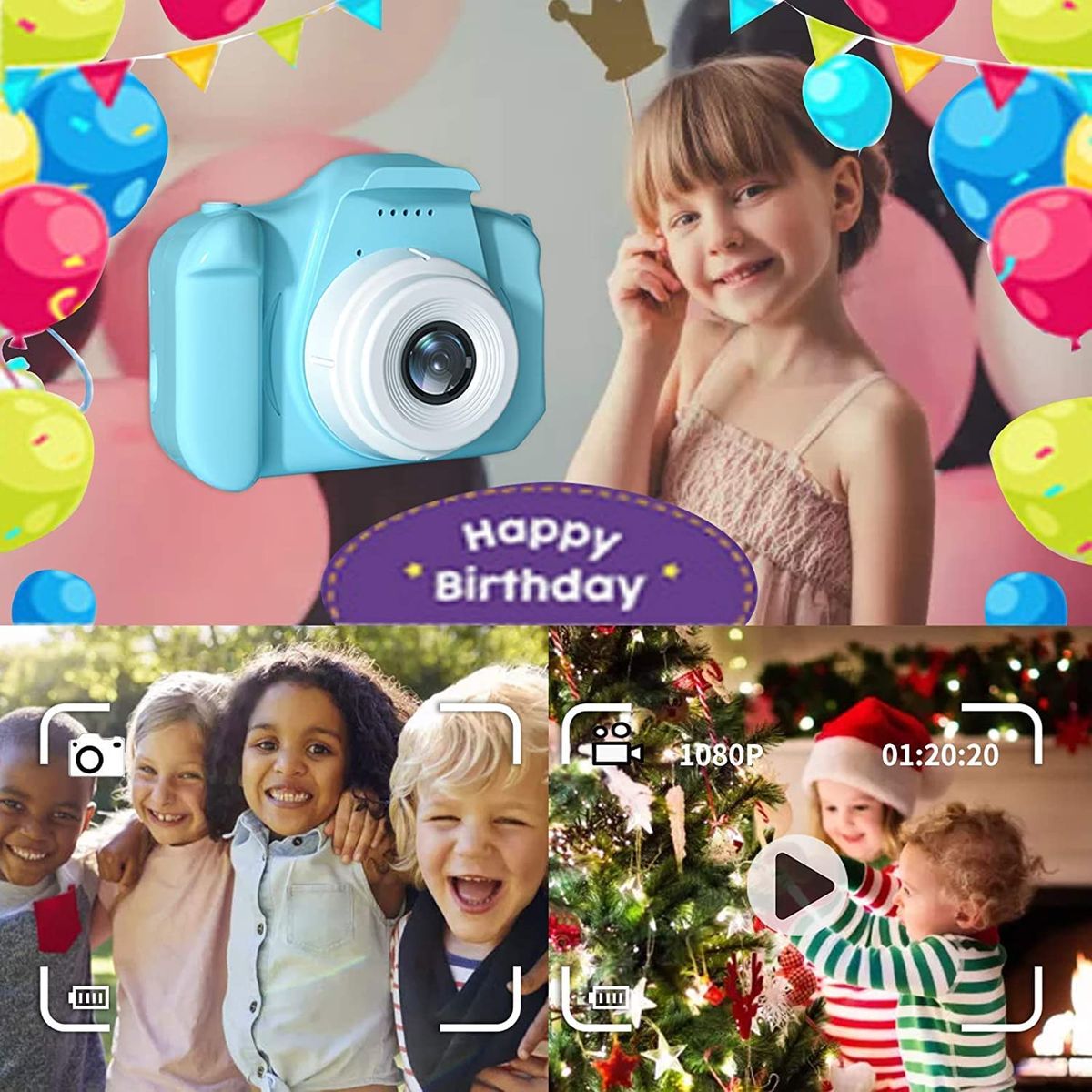 CHENAN Kinderkamera Digital Kamera für Kinder Jungen und Mädchen Geschenke Spielzeug für 3 bis 12 Jahre alte Kamera Spielzeug mit 2 Zoll HD-Bildschirm 1080P 32 GB TF-Karte (Blau)