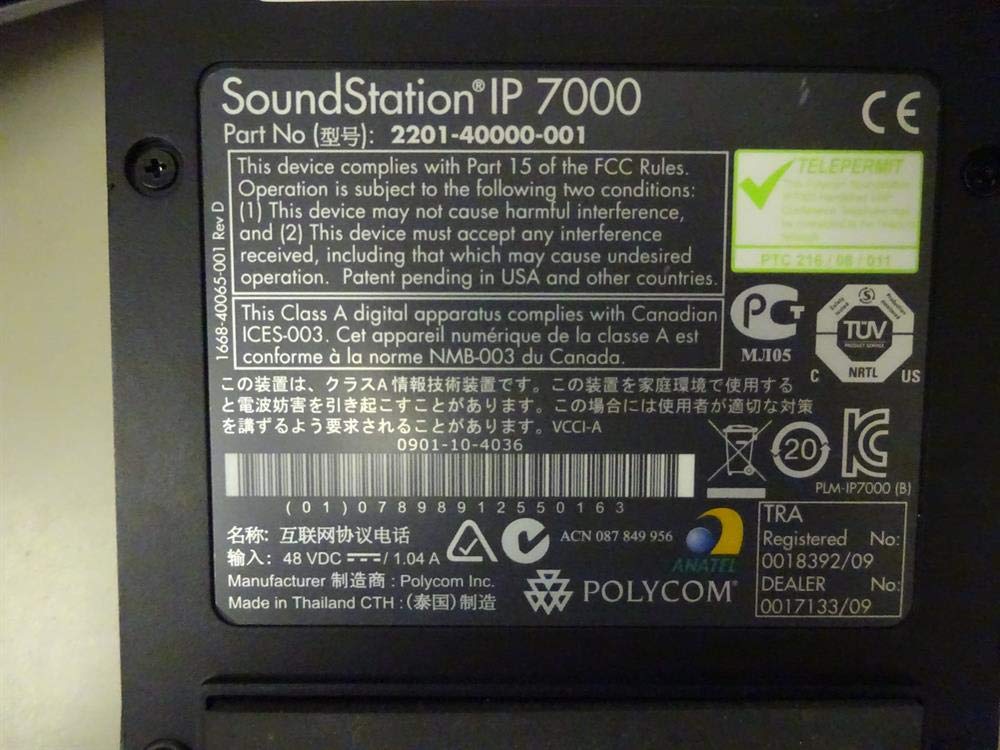 Polycom SoundStation IP7000 2201-40000-001 VoIP Conference Phone