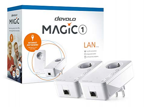 devolo Magic 1 1200 LAN Starter Kit dLAN 2.0: Stabiles Arbeiten im Home Office Powerline-Starterkit für zuverlässiges Heimnetzwerk via Stromleitung bis 1200 Mbit/s