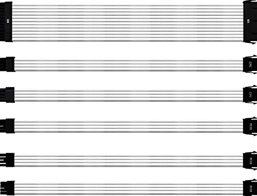 Cooler Master CMA-NEST16XXWT1-GL Netzteil-Verlängerungskabel-Kit 16AWG PVC 30 cm ATX-kompatibel 24-Pin CPU 8-Pin PCIe 6+2 Weiß