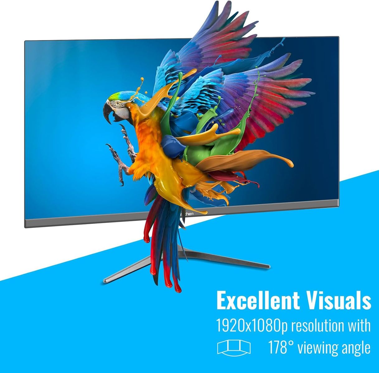 ‎Prechen 24 Zoll Ultra-Thin Bezel Computer Monitor FHD 1080P Business Monitor, LED PC Bildschirm Desktop Monitor, HDMI, VGA, 75Hz Gaming Display, 3000:1, Eye Care, VESA Mountable, Schwarz