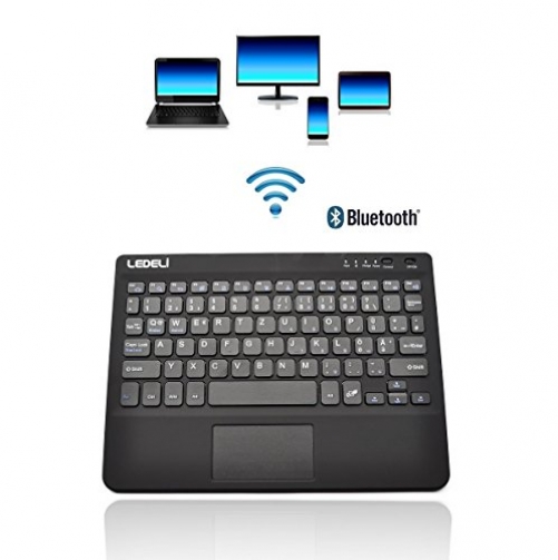 LEDELI Universal Bluetooth Wireless Tastatur Tablet-Halterung schwarz DE-Layout