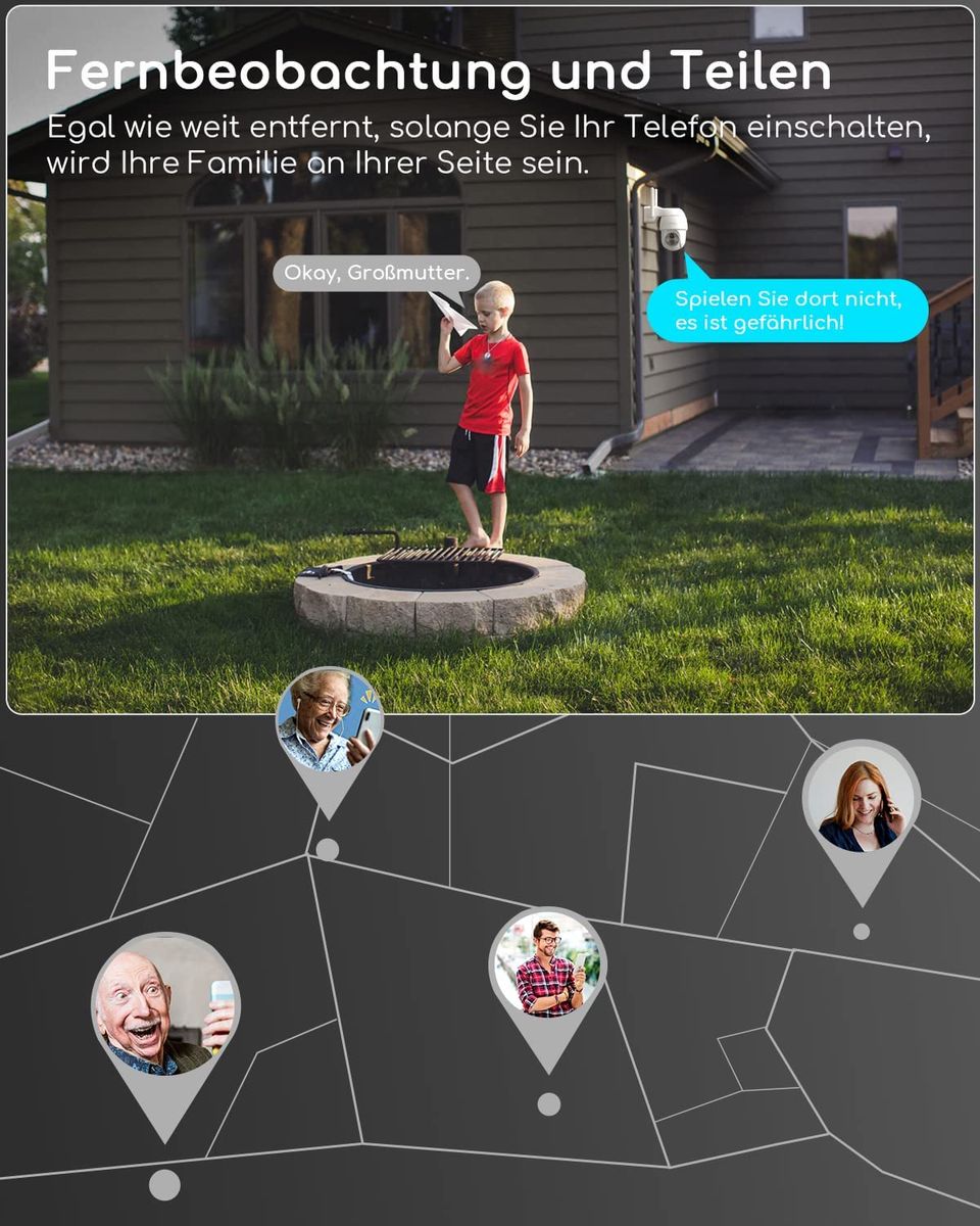 COOAU 2K Überwachungskamera Aussen Akku, 355°/90° Schwenkbar, Kabellose WLAN IP Kamera Outdoor mit Nachtsicht in Farbe, Personen-/Bewegungserkennung, IP66 Wasserdicht, Cloud-Speicher 3MP - Weiß