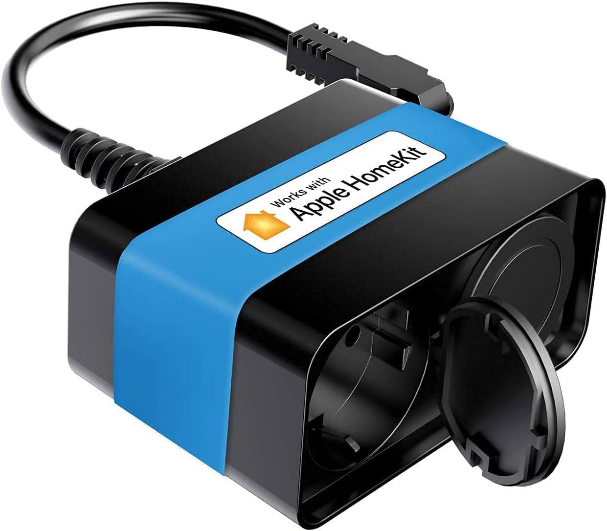 Meross WLAN Outdoor Steckdose funktioniert mit Apple HomeKit, Smart Außensteckdose Wasserdicht IP44, WiFi Garten Doppelsteckdose, kompatibel mit Siri, Alexa, Google Assistant, nur 2,4 GHz 10 A Outdoor Steckdose