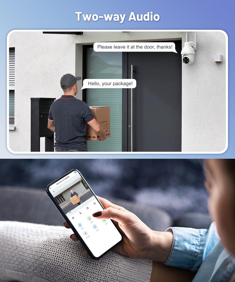 GALAYOU 2K Überwachungskamera Aussen, PTZ Outdoor WLAN IP Kamera überwachung außen, WiFi Dome Camera mit Farbiger Nachsicht, Zwei-Wege-Audio Y4 2.4Ghz-1P