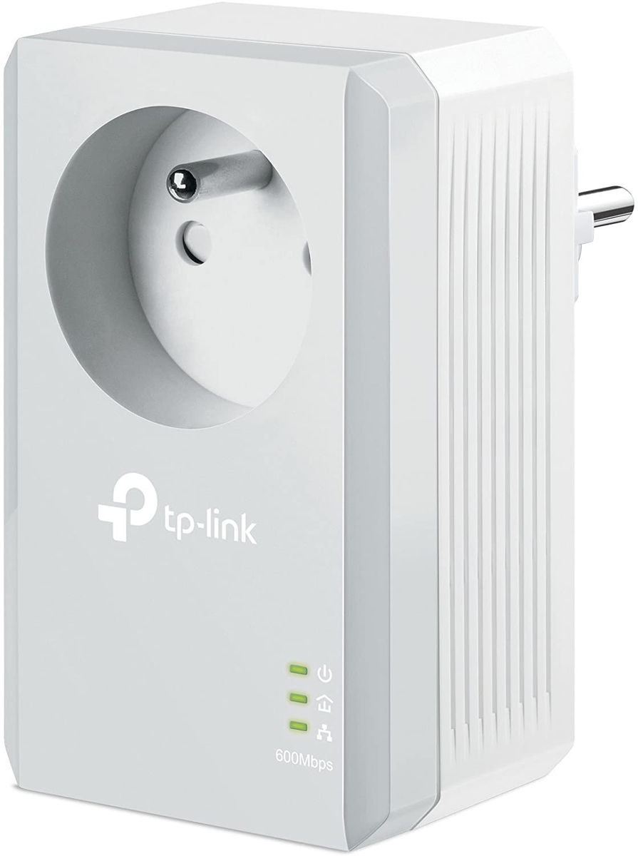 TP-Link TL-PA4015P V6.0 AV600 Powerline Adapter mit integrierter Steckdose, 1x Ethernet 10/100 Mbit/s, Weiß, Typ E (FR)