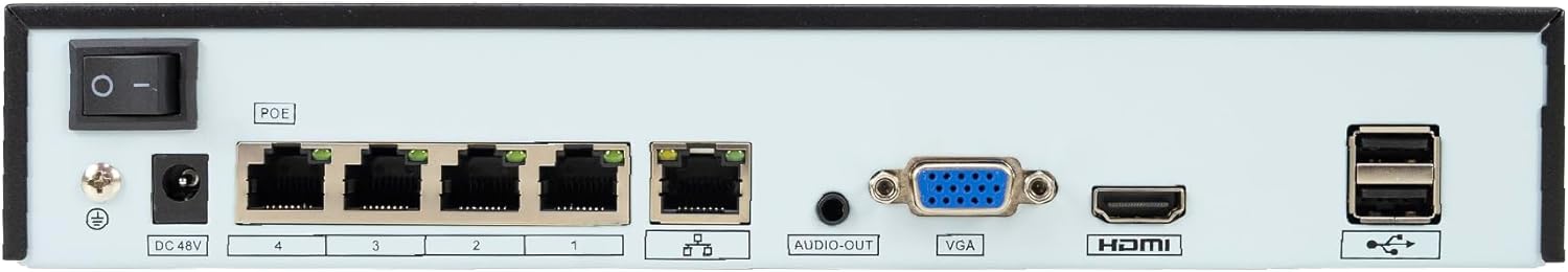PNI IP710J NVR PoE, 10 Kanäle, 4K/8MP, 4 PoE-Ports, 6 IP-Kanäle, H.265AI/H.265+, ONVIF, Schwarz