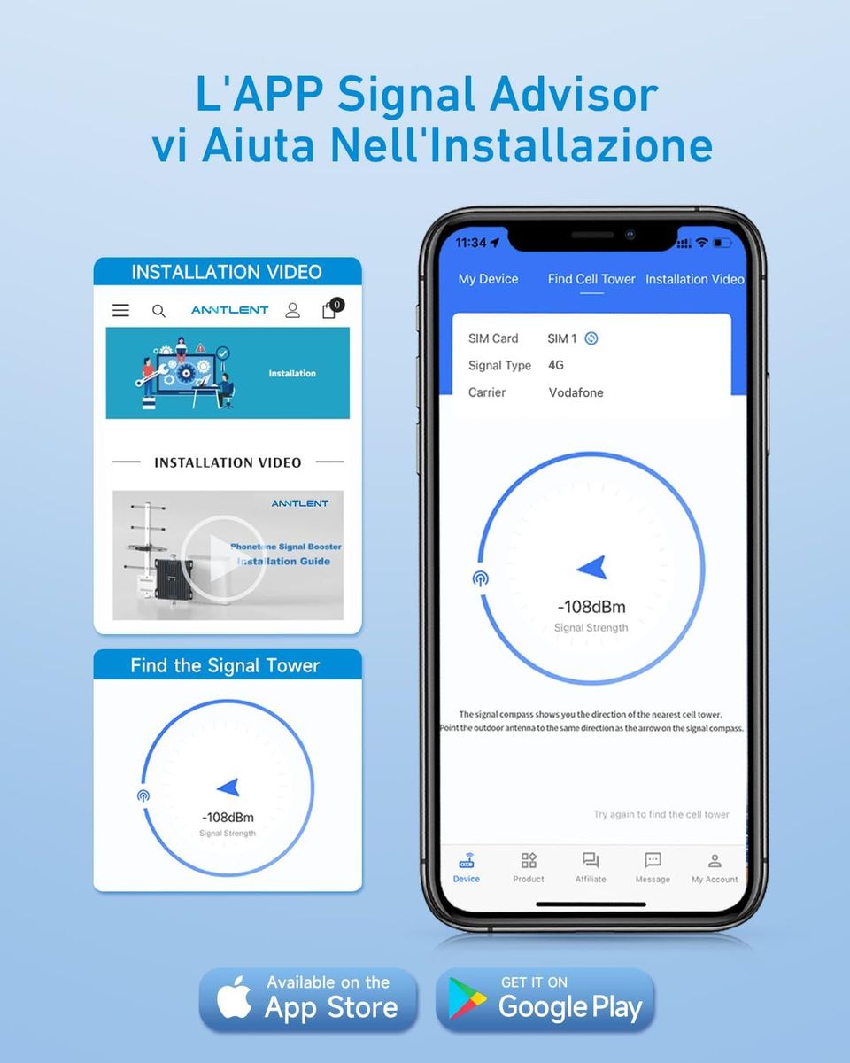 ANNTLENT P20AN-EU29-PY Mobilfunkverstärker Band 20/8 (800/900 MHz) LTE 4G 3G 2G GSM Repeater für Zuhause & Büro mit Yagi-Antenne 8 dBi EU Steckertyp C