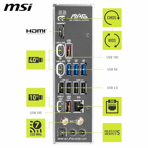 MSI MAG X870E TOMAHAWK WIFI Mainboard, AMD X870E, Sockel AM5, DDR5, Wi‑Fi 7, 5 Gigabit Ethernet, 7.1 Audio, ATX, 4x M.2, PCIe 5.0