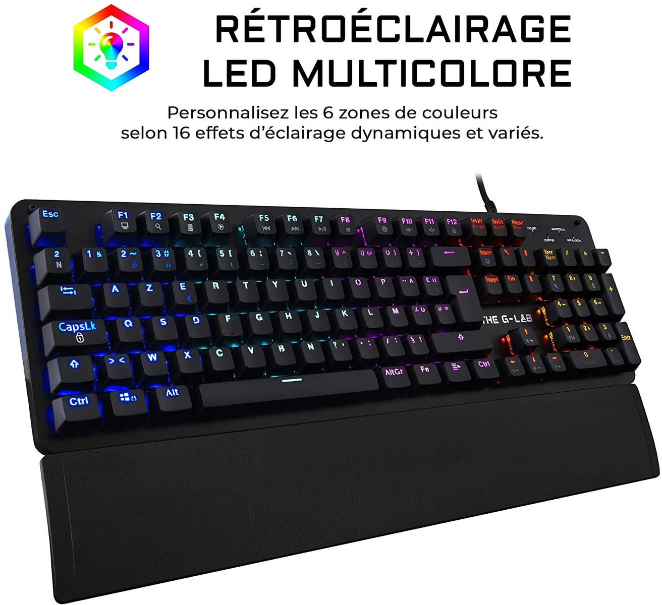 THE G-LAB Carbon-E mechanische Gaming Tastatur Blue Switches schwarz FR-Layout
