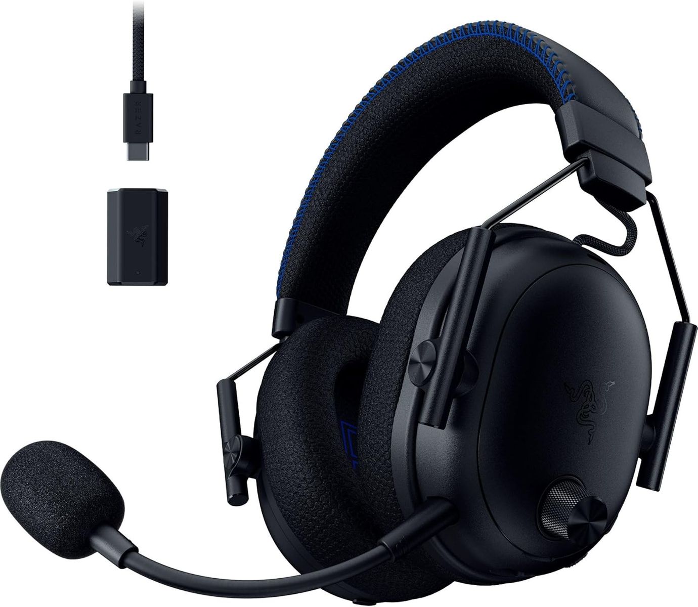 Razer BlackShark V3 Pro Gaming-Headset kabellos & verkabelt, Hybrid-ANC, HyperSpeed 2,4 GHz, Triforce 50 mm Treiber, THX Spatial Audio, PS5/PC, Schwarz
