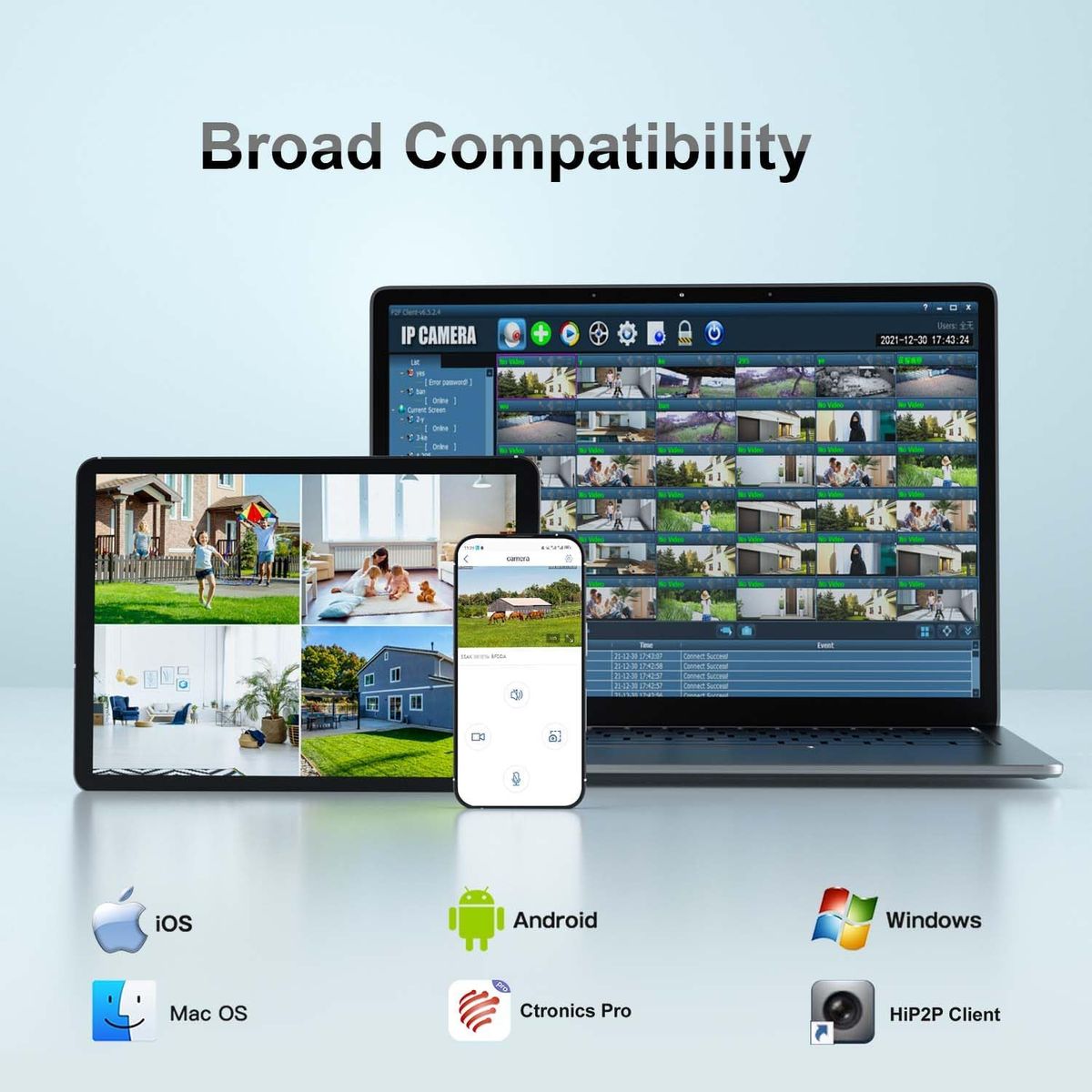 ctronics 2.5K 4MP Überwachungskamera Aussen WLAN, 2560×1440P Ctronics PTZ 2,4/5GHz Dualband WiFi IP Kamera Outdoor mit Automatische Verfolgung, Personenerkennung, 355°/90° Schwenkbar, Farbiger Nachtsicht, IP66