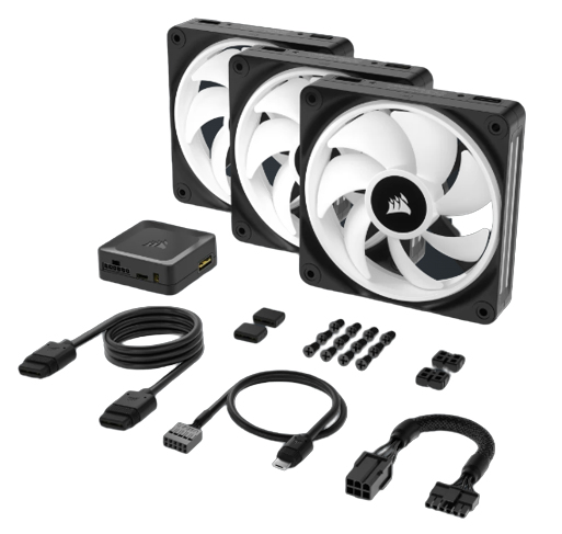 Corsair Air CO-9051002-WW Gehäuselüfter 120 mm RGB PWM 2400 RPM 63,1 CFM 3er-Pack Schwarz
