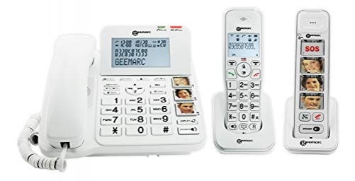 Geemarc Schnurgebundenes Seniorentelefon Pack Senior 295 Anrufbeantworter Foto-Tasten inkl. Mobilt