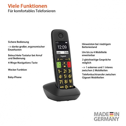 Gigaset E290HX schnurloses DECT Telefon IP-Telefon Fritzbox kompatibel VOIP große Taste großes Display
