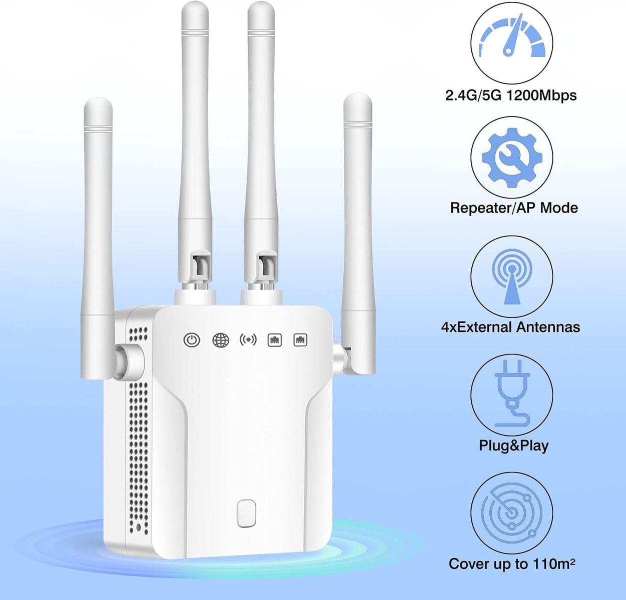 CINEMON 1200 Mbit/s WLAN Repeater LAN Anschluss Wi-Fi Dualband bis zu 200 m²