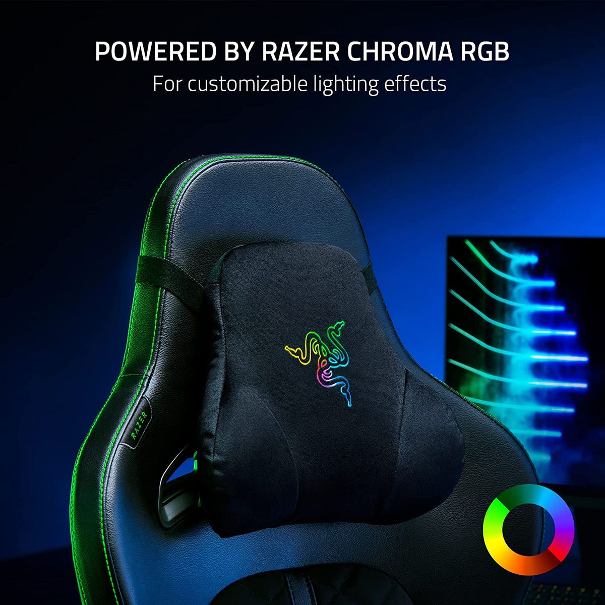 Razer  Head Cushion Chroma RGB Nacken- & Kopfkissen für Gaming Stühle Black