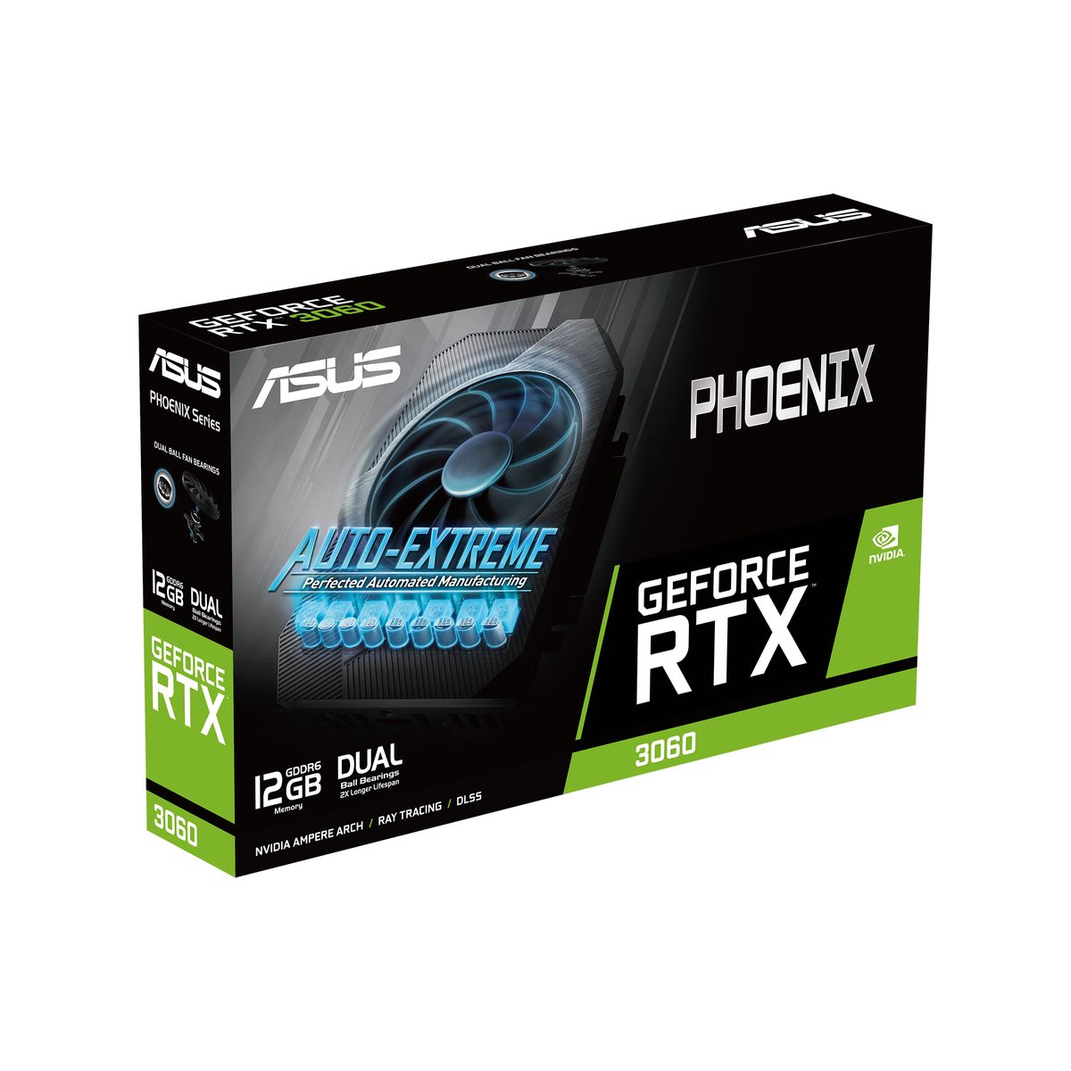 ASUS Phoenix PH-RTX3060-12G-V2 NVIDIA GeForce RTX 3060 12 GB GDDR6, 192-Bit, 15 Gbit/s, PCIe 4.0, HDMI 2.1, 3× DisplayPort 1.4a, 1777/1807 MHz Boost