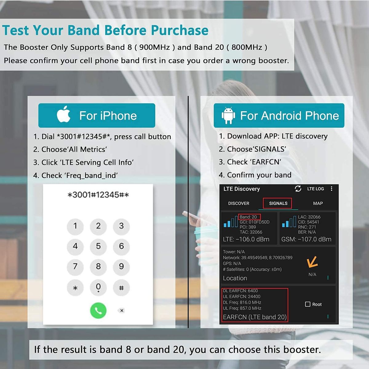 ANNTLENT cell phone signal booster 4G LTE cellular repeater 4G 800MHz band 20 GSM 900MHz band 8 signal booster internet booster for E-Plus O2 T-Mobile Vodafone suit for home/office use panel+yagi 800MHz