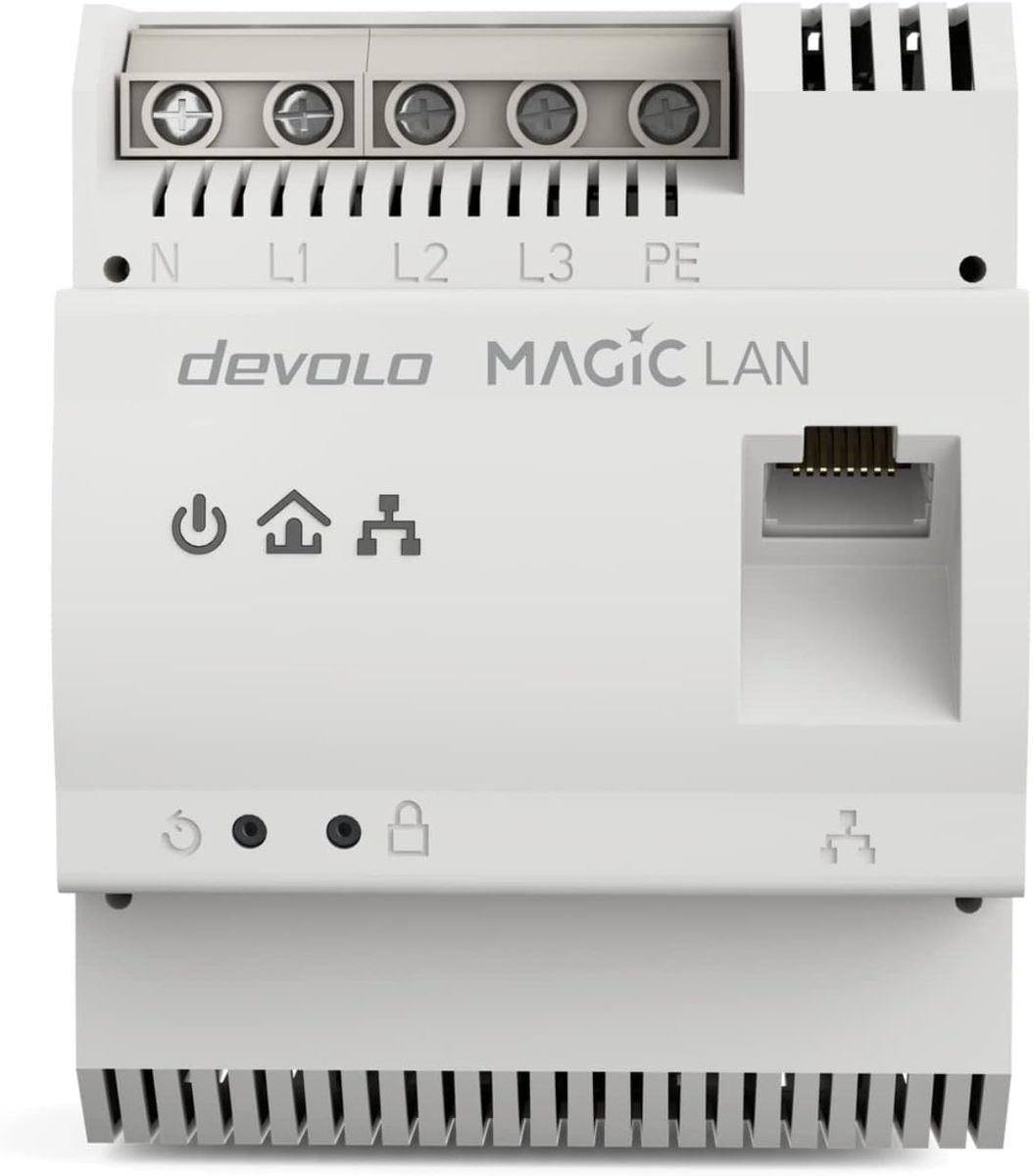 devolo 8550 Powerline Adapter Magic 2 LAN DINrail Hutschienen Adapter -bis 2.400 Mbit/s Internet aus dem Verteilerkasten, professionelles Heimnetzwerk, grau
