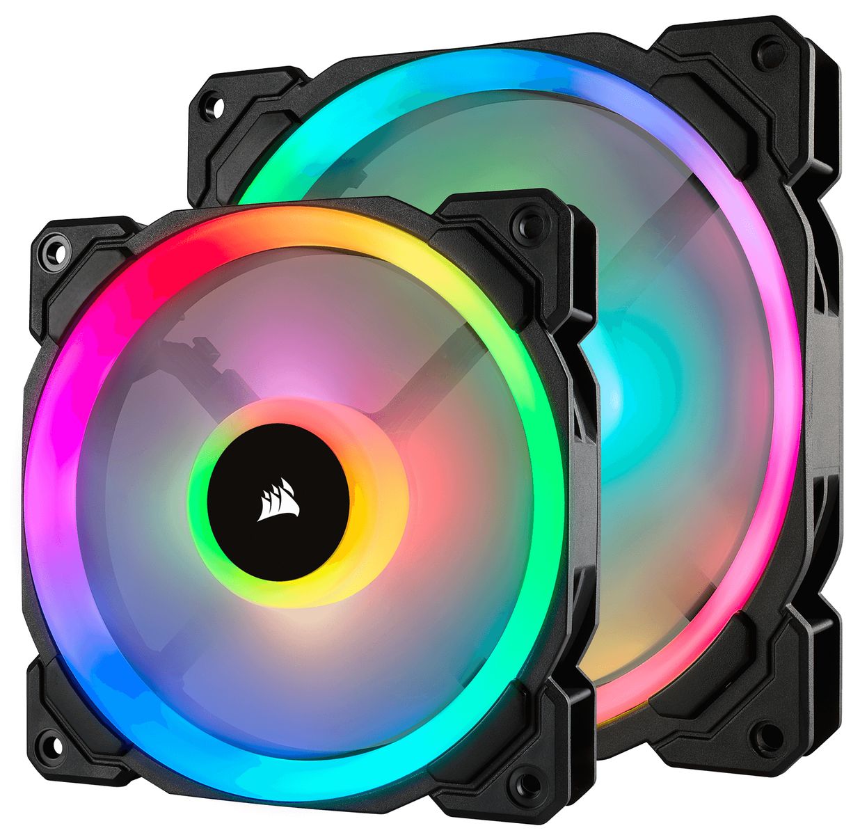 Corsair LL120 RGB Gehäuselüfter 120 mm, RGB, PWM, Hydrauliklager, 600–1500 U/min, Schwarz/Weiß