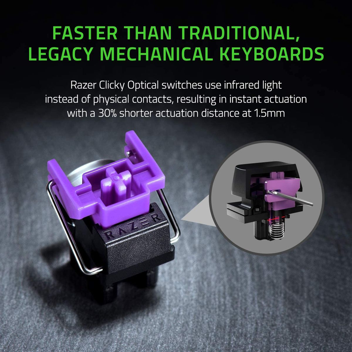 Razer Huntsman Mini Gaming Keyboard Optical Purple Switches Chroma RGB UK Layout QWERTY