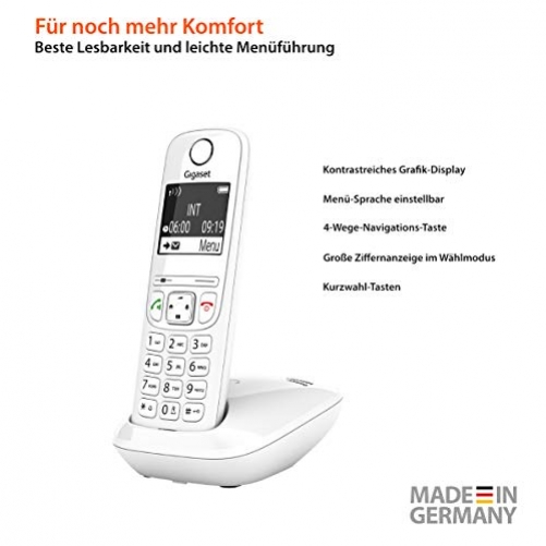 Gigaset AS690 Schnurlostelefon ohne Anrufbeantworter DECT-Telefon Freisprechfunktion großes Display große Tasten Festnetztelefon