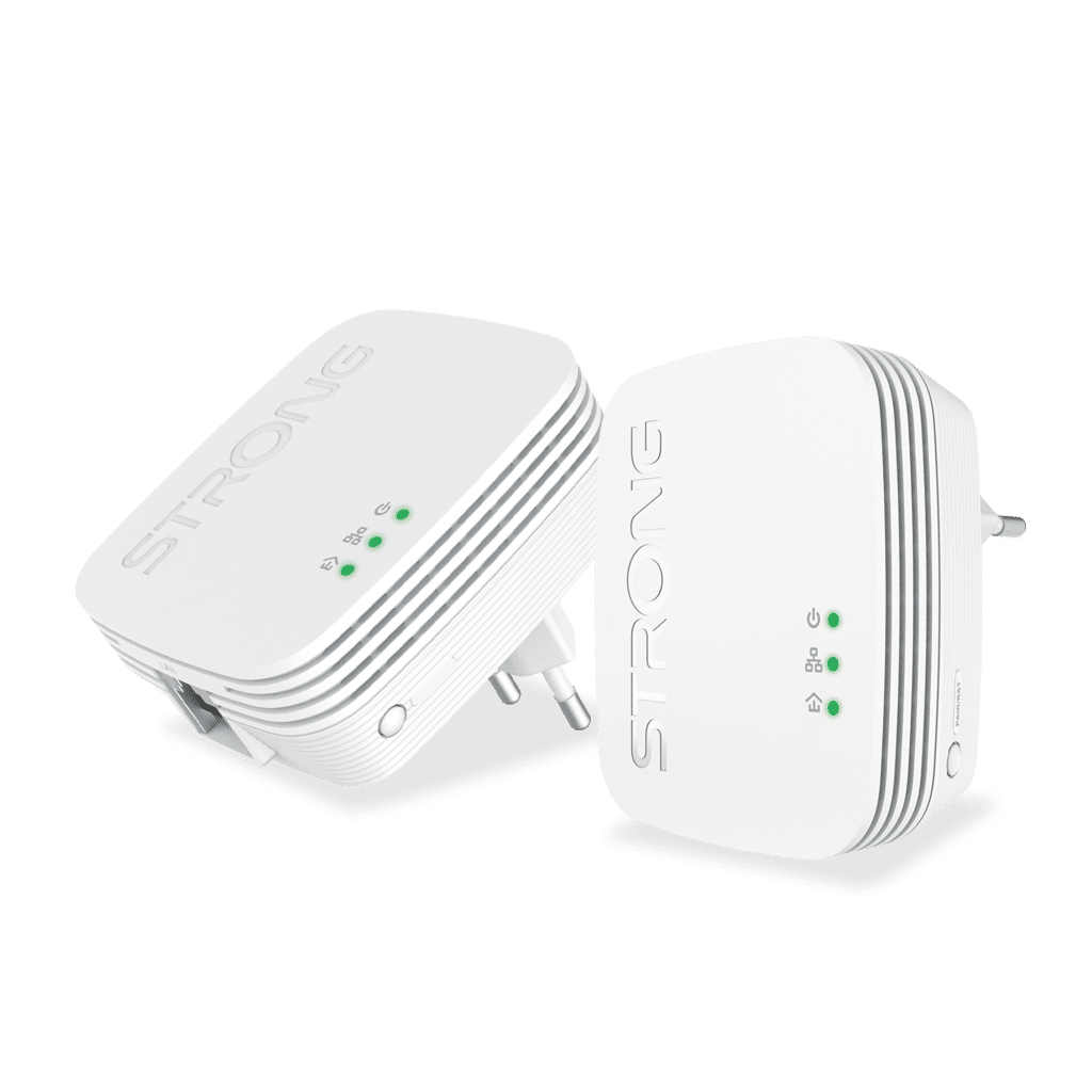 Strong POWERL600DUOMINI Powerline Netzwerkadapter 600 Mbit/s, Gigabit Ethernet, HomePlug AV, Weiß, 2er-Set, Steckertyp C (EU)