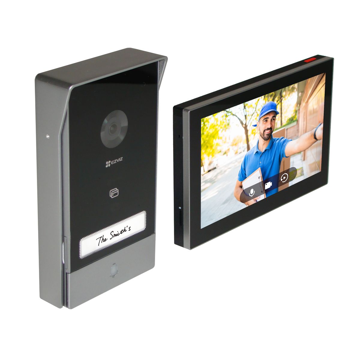 EZVIZ CS-HP7-R100-1W2TFC Video-Zugangssystem 7" Innenstation, WLAN, Nachtsicht 6 m, 2‑Way Audio, MicroSD, Schwarz/Silber, EU