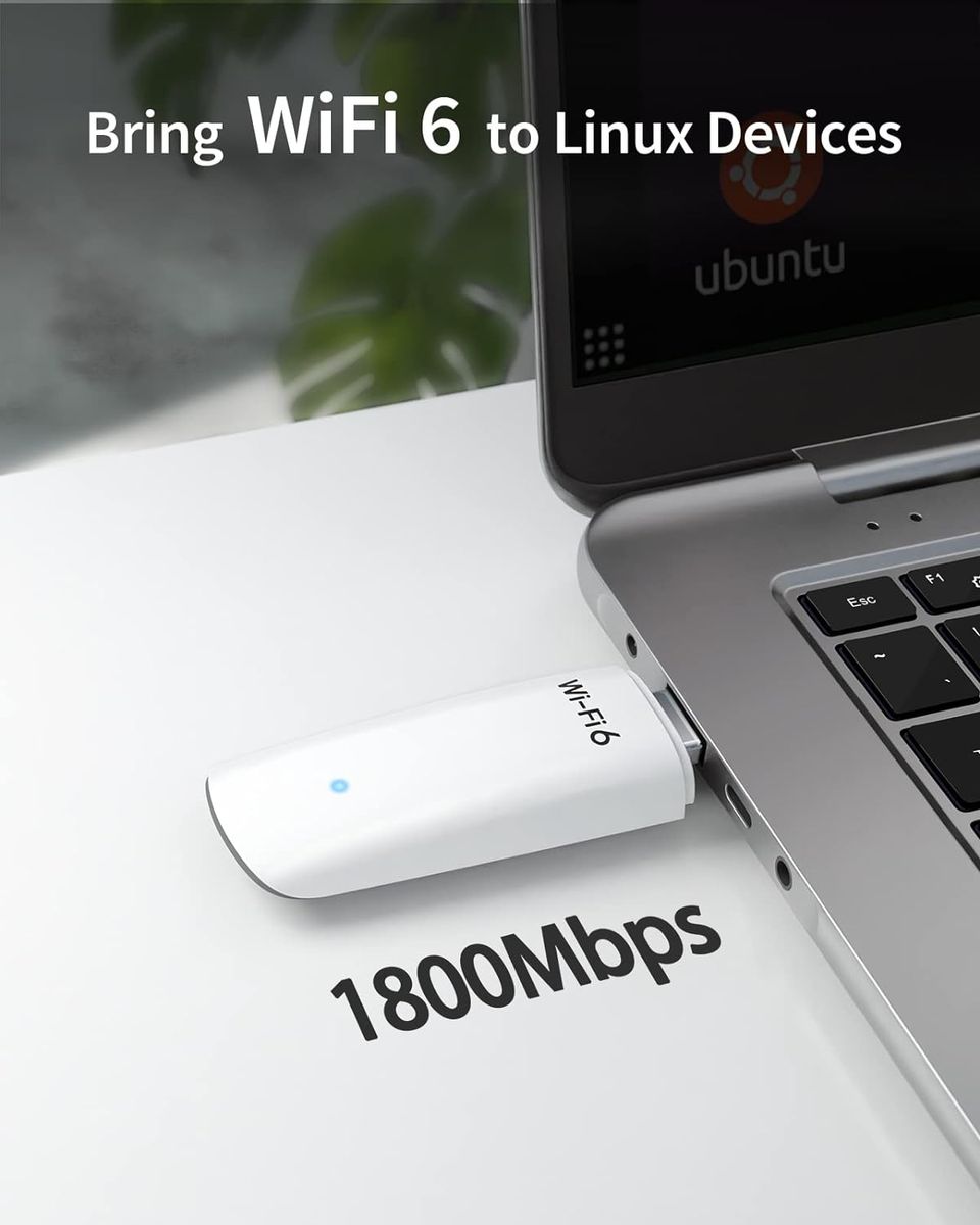 BrosTrend AX1800 WiFi 6 USB WLAN Stick Linux Kompatibel mit PC und Raspberry Pi 2+ für Ubuntu, Mint, Debian, Lubuntu, Xubuntu, Mate, PureOS, Windows 11/10, Dual Band Linux USB WLAN Adapter USB 3.0 AX1800 WLAN 6 Linux