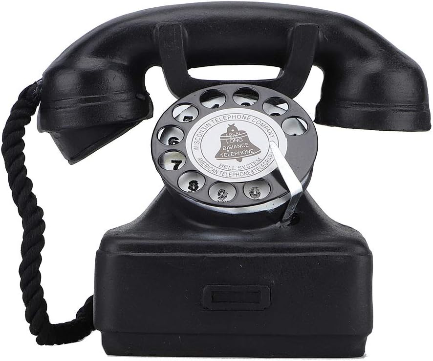 Alvinlite Wählscheiben-Telefone Antike Telefon-Requisiten Retro Festnetz-Schreibtischtelefon für Cafe Bar Fenster Dekoration schwarz