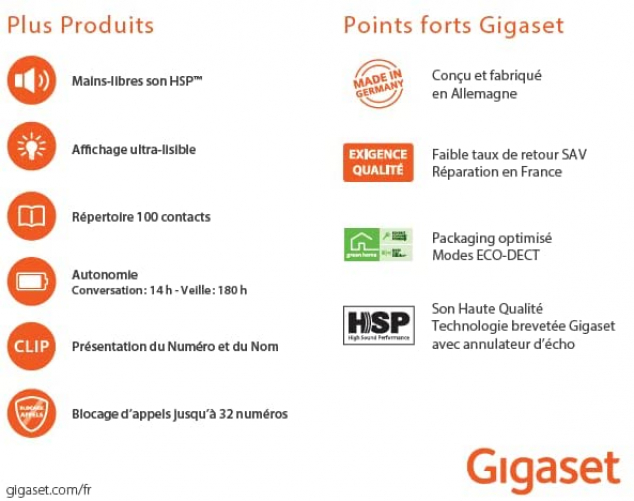 Gigaset A695 Duo Schnurloses Festnetztelefon 2 Mobilteile großem Display Hintergrundbeleuchtung für eine sehr gut lesbare Anzeige Anrufblockierungsfunktion –