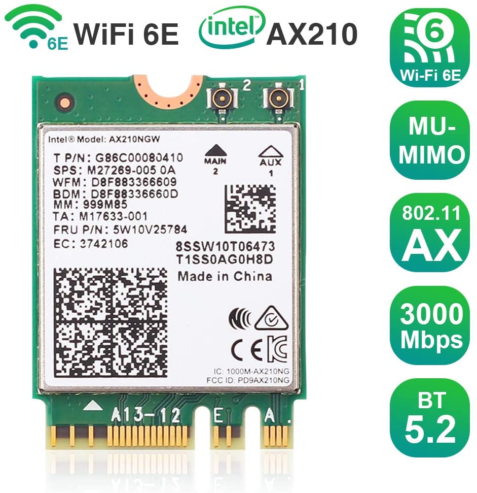 WISE TIGER AX210NGW WiFi Card, WiFi 6E Wireless module 11AX Expand to 6GHz MU-Mimo Tri-Band Network Adapter Internal with Bluetooth 5.2 for Laptop, Support Windows 10 64 Bit