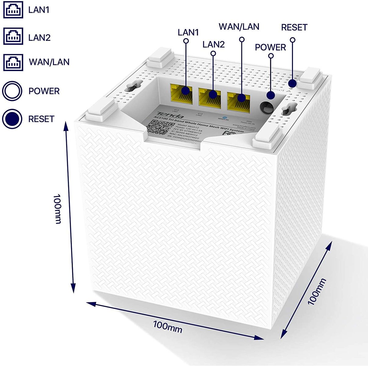 Tenda MW12 Tri-Band (2,4 GHz / 5 GHz / 5 GHz) Wi-Fi 5 (802.11ac) Weiß 3 Intern