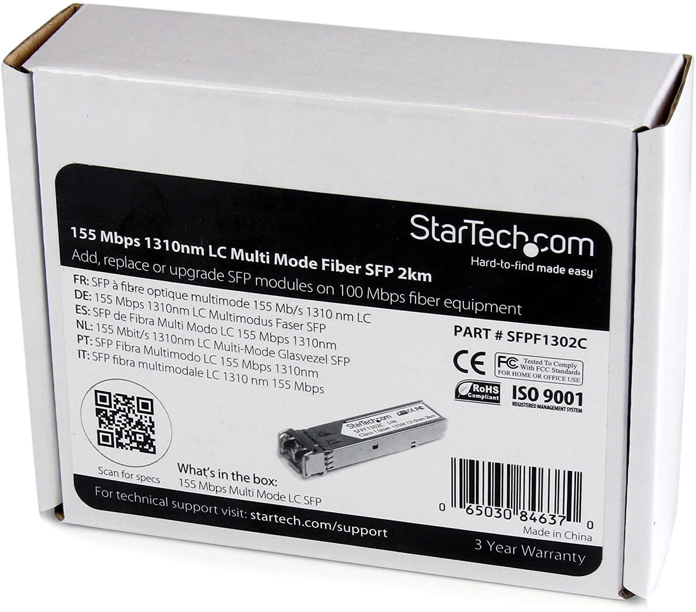 StarTech.com SFPF1302C - 155 MBPS 1310NM mm LC Fiber SFP - Modules TRANSCIEVER - DDM - 2KM