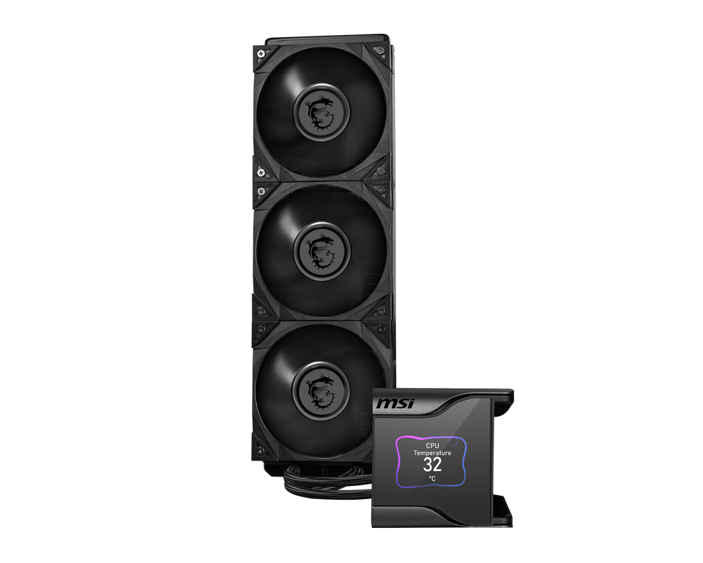 MSI MEG Coreliquid S360 All-in-One Flüssigkeitskühler, 360 mm Radiator, 3x 120 mm PWM-Lüfter, HDB-Lager, Schwarz