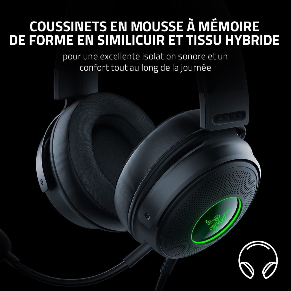 Razer Kraken V3 Gaming Headset Virtual 7.1 Surround-Sound USB Chroma RGB for PC Mac PS Black
