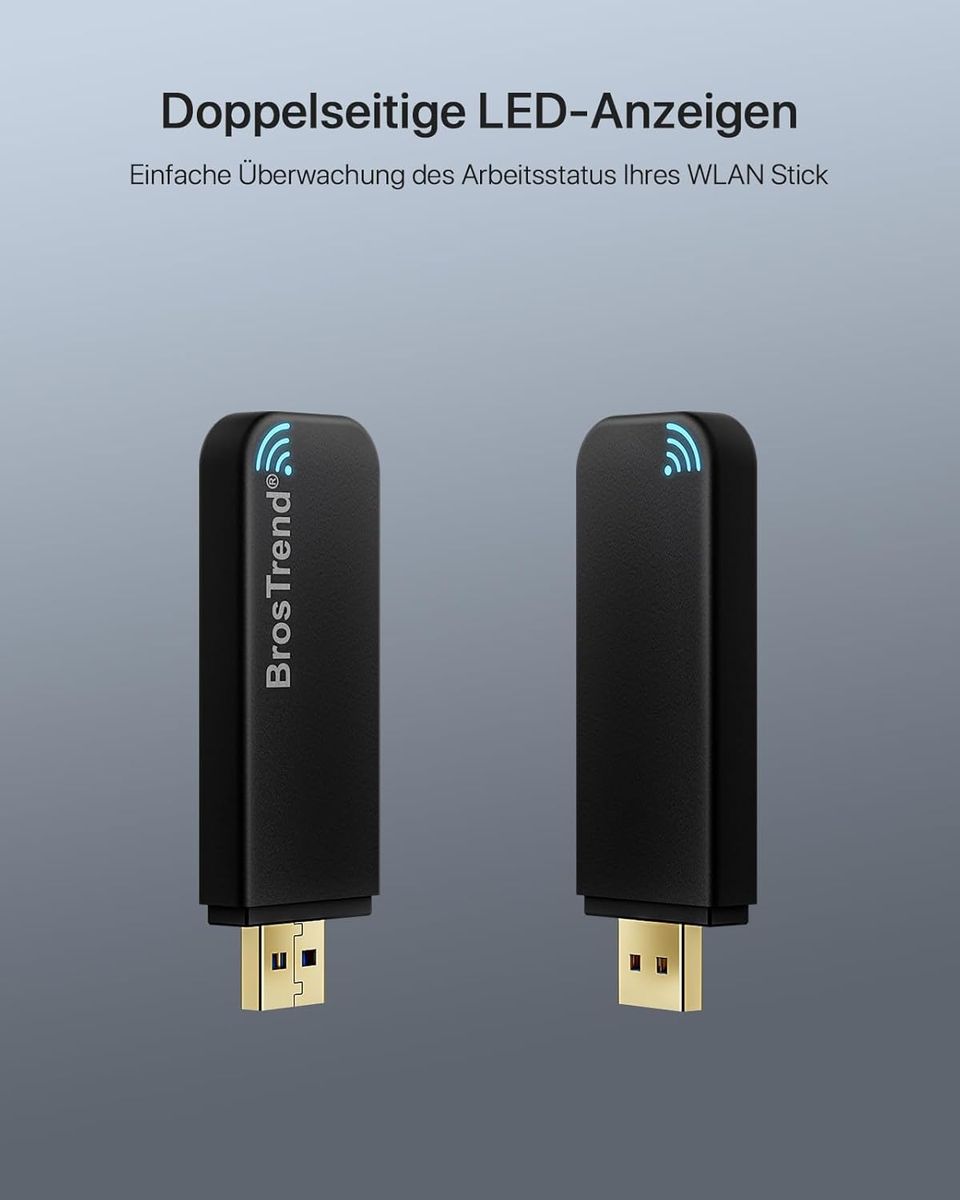 BrosTrend Linux USB WLAN Stick AC1200 für Ubuntu, Mint, Debian, Kubuntu, Mate, LMDE, Zorin, PureOS, Raspberry Pi 2+, Windows 11, USB 3.0 PC, Dual Band 5 GHz/867 Mbit/s + 2,4 GHz/300 Mbit/s
