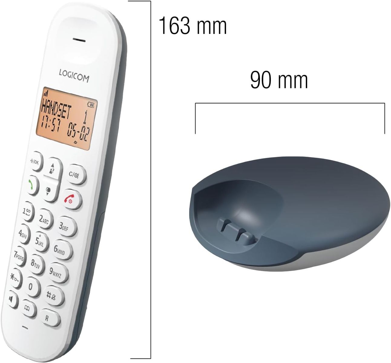 Logicom ILOA 150 Schnurloses Festnetztelefon ohne Anrufbeantworter – Solo – analoge und dect-Telefone – Schiefer