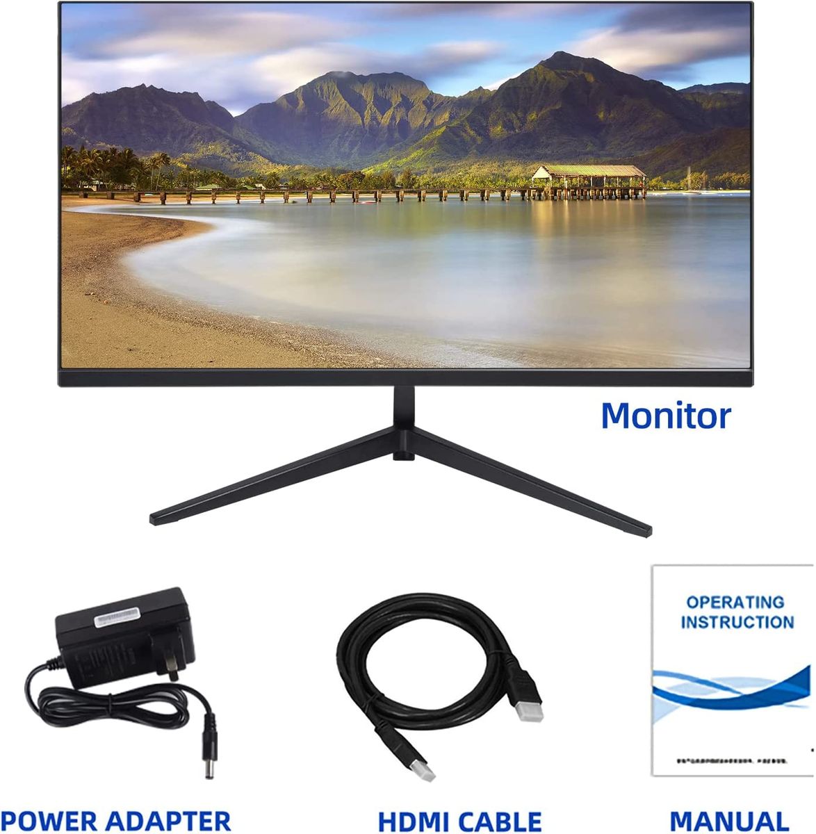 ZFTVNIE PC Monitor 21,5" FHD 1920x1080P IPS Bildschirm Rahmenlos 75Hz 5ms Reaktionszeit VGA & HDMI Anschlüsse Computer Monitor für Laptop/Xbox/PS3/PS4