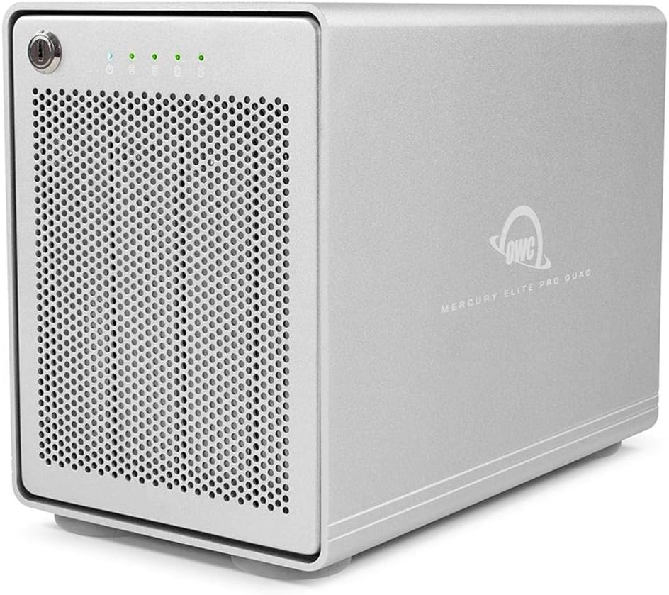 OWC Mercury Elite Pro Quad (0 TB) - Externes Speichergehäuse mit Vier Einschüben und SoftRAID XT für 2,5-Zoll- und 3,5-Zoll-SATA-Laufwerke