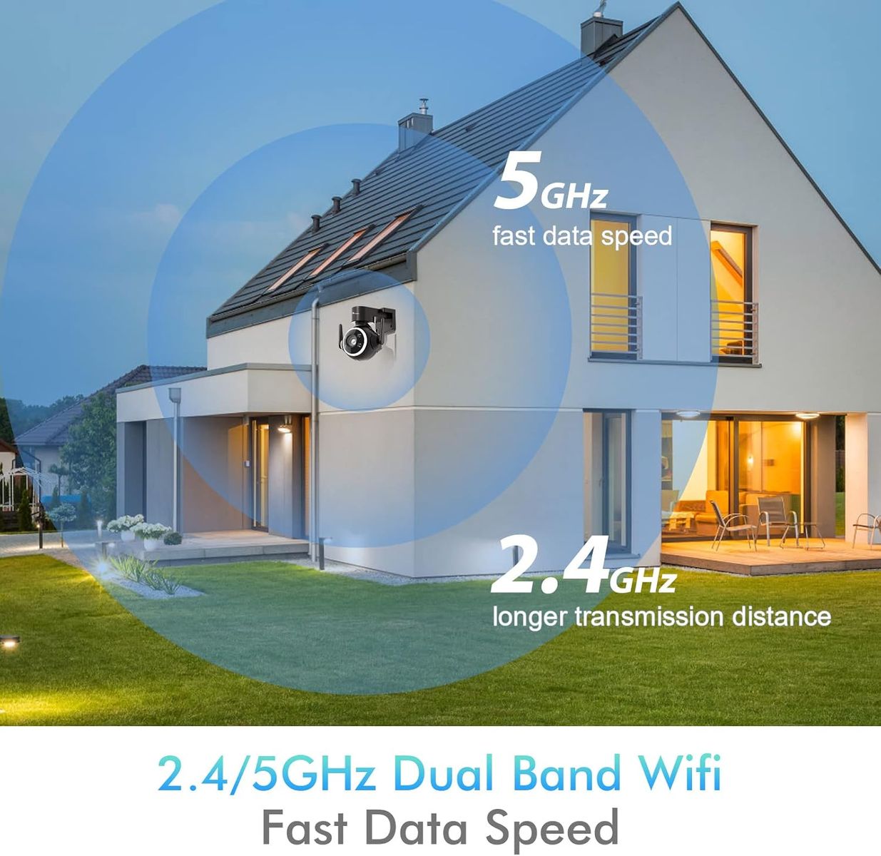 ctronics 2.5K 4MP Überwachungskamera Aussen WLAN 2,4/5GHz, PTZ WiFi IP Kamera Outdoor mit Automatische Verfolgung Personenerkennung Farbiger Nachtsicht 355°/90° Schwenkbar Zwei-Wege-Audio Schwarz
